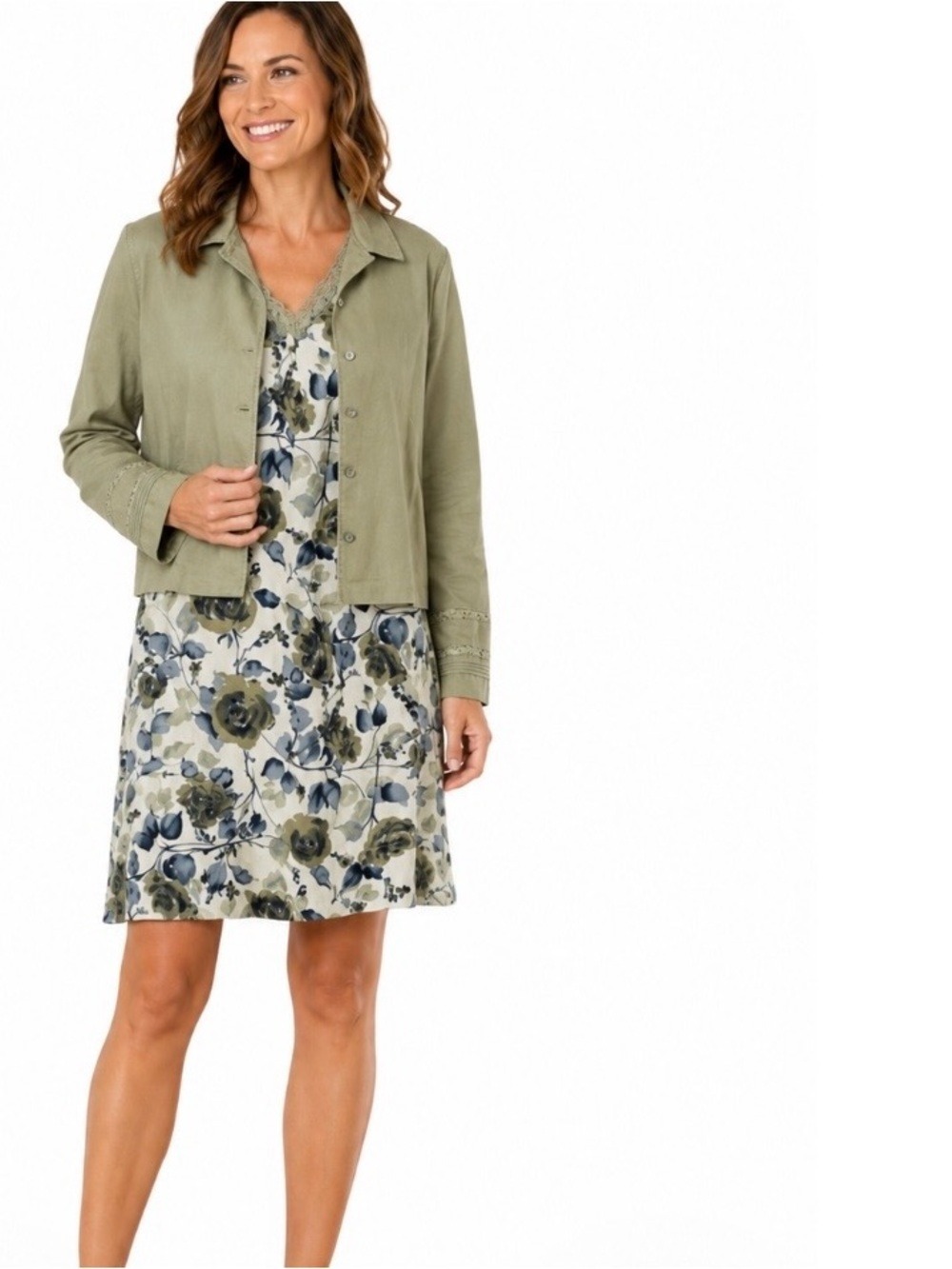 Norton Vintage Light Green Petite Button Down Jacket